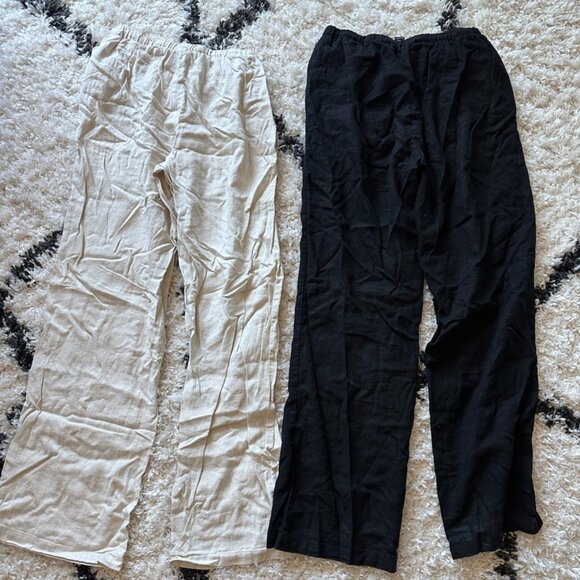2 Pairs of Linen Pants - Size Small Tan & Black - Picture 1 of 6